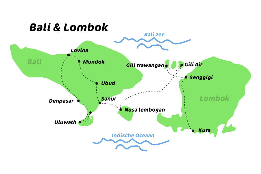 Reisroute Bali - kaart