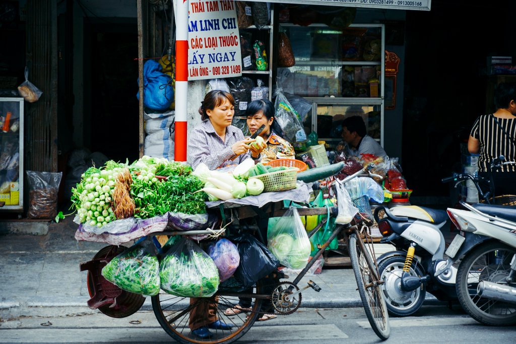 Eten vervoeren over straat in Vietnam