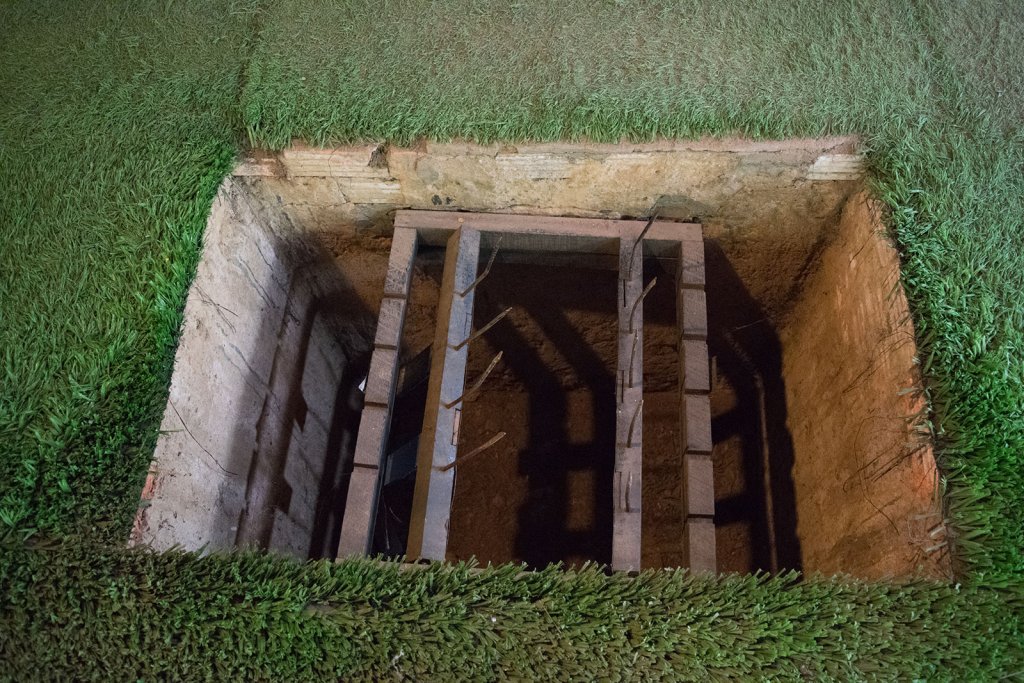 Boobytraps bij de Vietcong tunnels in Vietnam