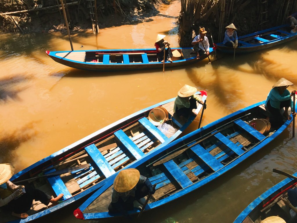 Floating market op de Mekong Delta